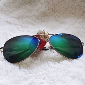 Zuri Silver w/ Green & Blue Lense Mirrored Sunglasses